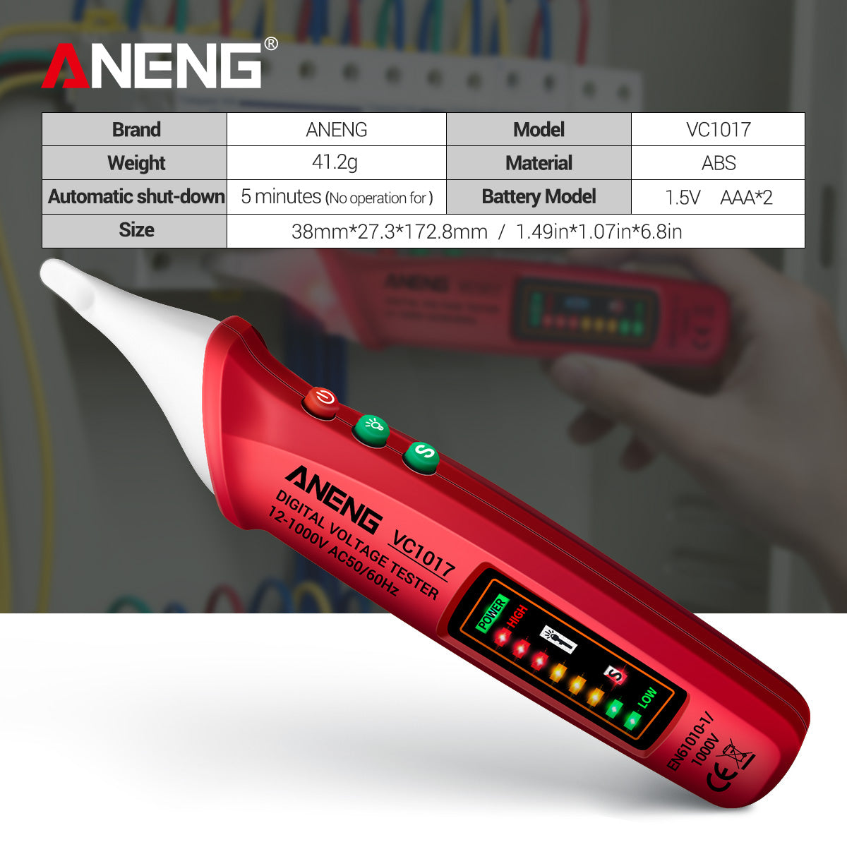 Berührungsloser Spannungsprüfer Für Elektrozäune – 1000–10000 V, 6 LEDs, Wasserdicht & Batteriefrei – Für Landwirtschaft & Garten