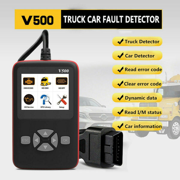 Car Truck OBD2 Scanner Heavy Duty Truck Automotive 2 in 1 DPF Oil Reset  CR-HD Fault Diagnostic Code Reader Tool w/ Color Screen