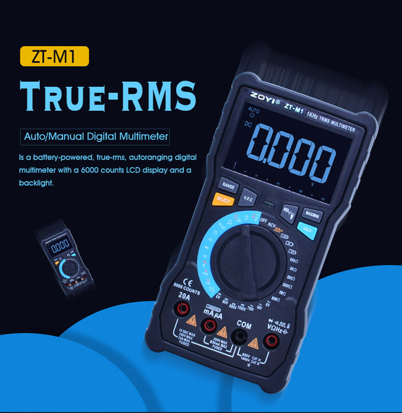 ZT-M1 True-RMS 8000 counts Digital Multimeter 20A DC/AC current - Meterport