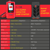 JDiag C-158 12V Super Capacitor Full Charged Car Auto Jump Starter - Meterport