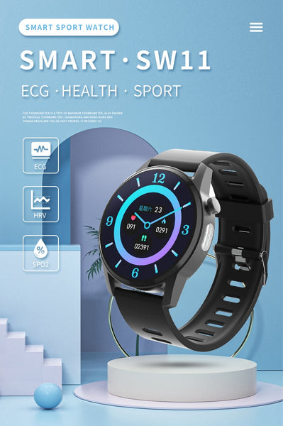ECG HRV SPO2 Montre intelligente Full Touch screen Aluminium acier